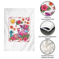 Funny Flamingo Tropical Floral Summer Vacation Graphic Garden Flag