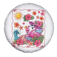 Funny Flamingo Tropical Floral Summer Vacation Graphic Spare Tire Cover
