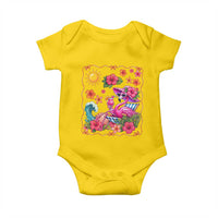 Funny Flamingo Tropical Floral Summer Vacation Graphic Baby Onesie