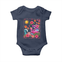 Funny Flamingo Tropical Floral Summer Vacation Graphic Baby Onesie