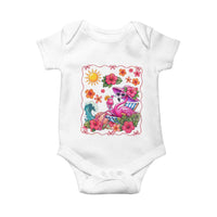 Funny Flamingo Tropical Floral Summer Vacation Graphic Baby Onesie