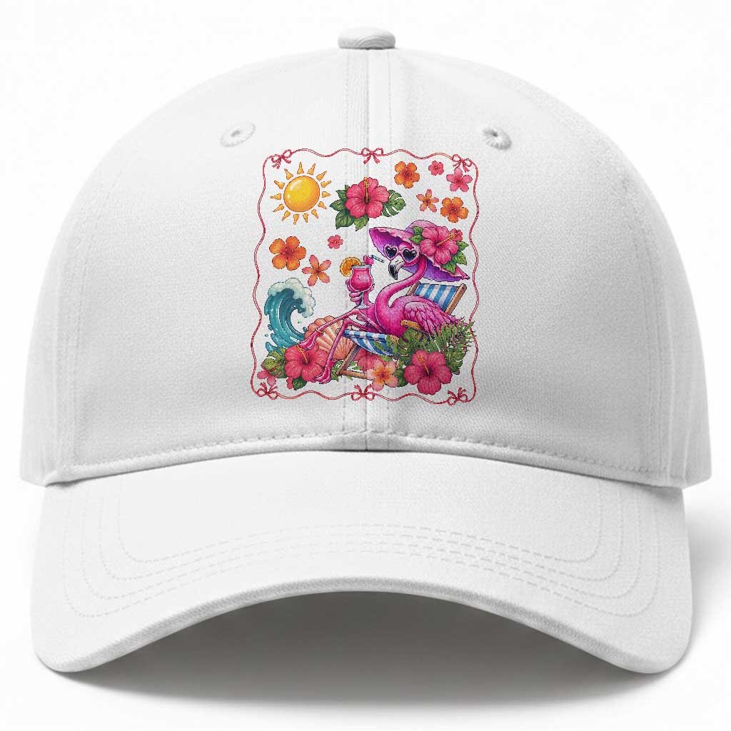 Funny Flamingo Tropical Floral Summer Vacation Graphic Baseball Cap