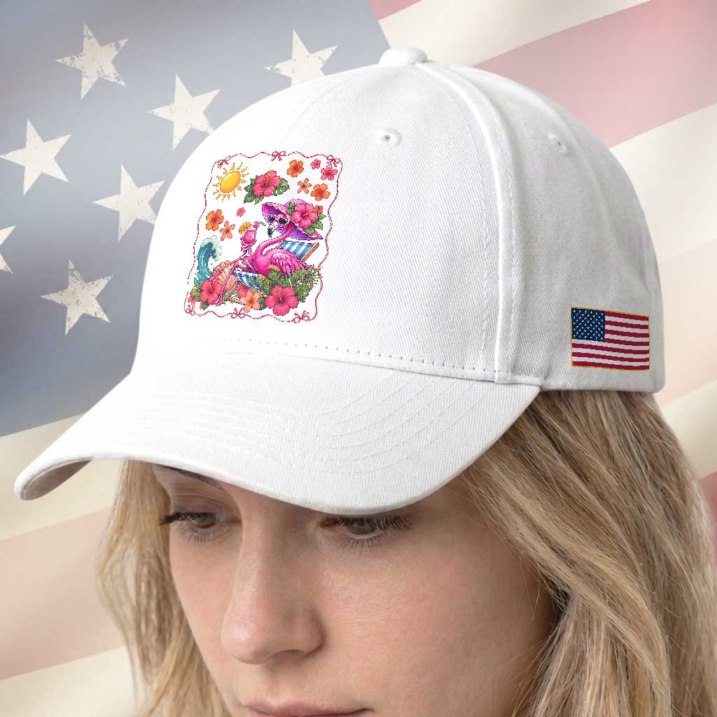 Funny Flamingo Tropical Floral Summer Vacation Graphic Baseball Cap