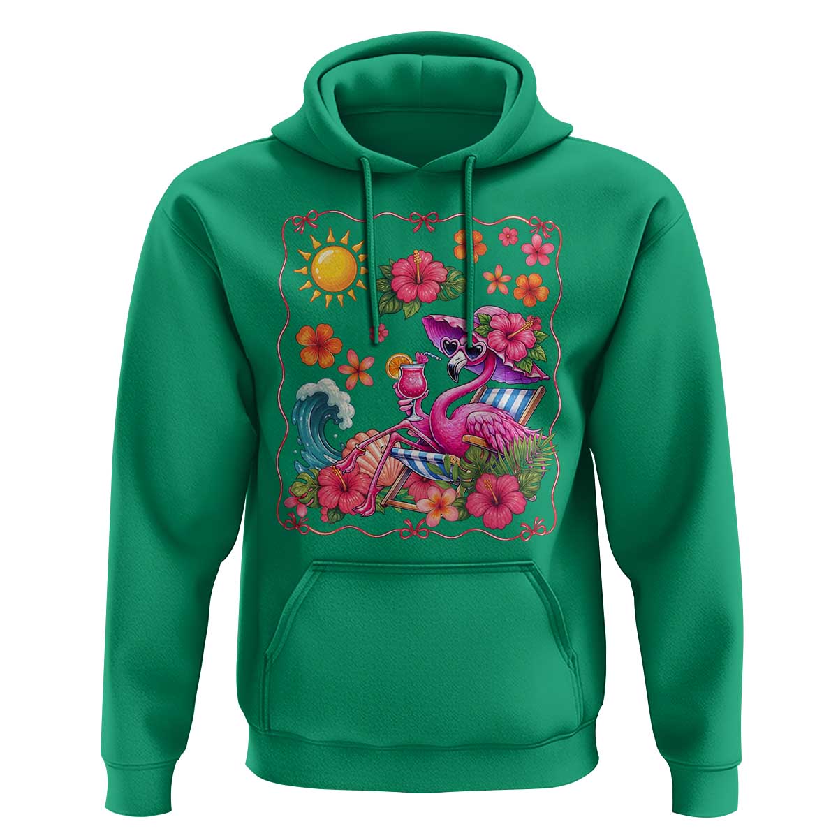 Funny Flamingo Tropical Floral Summer Vacation Graphic Hoodie