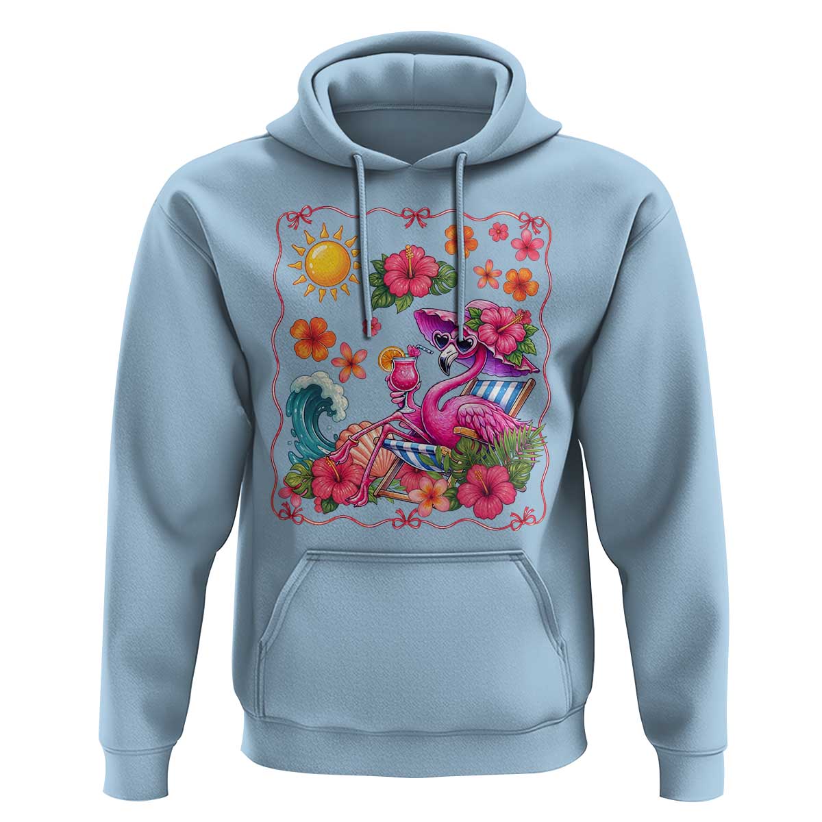 Funny Flamingo Tropical Floral Summer Vacation Graphic Hoodie