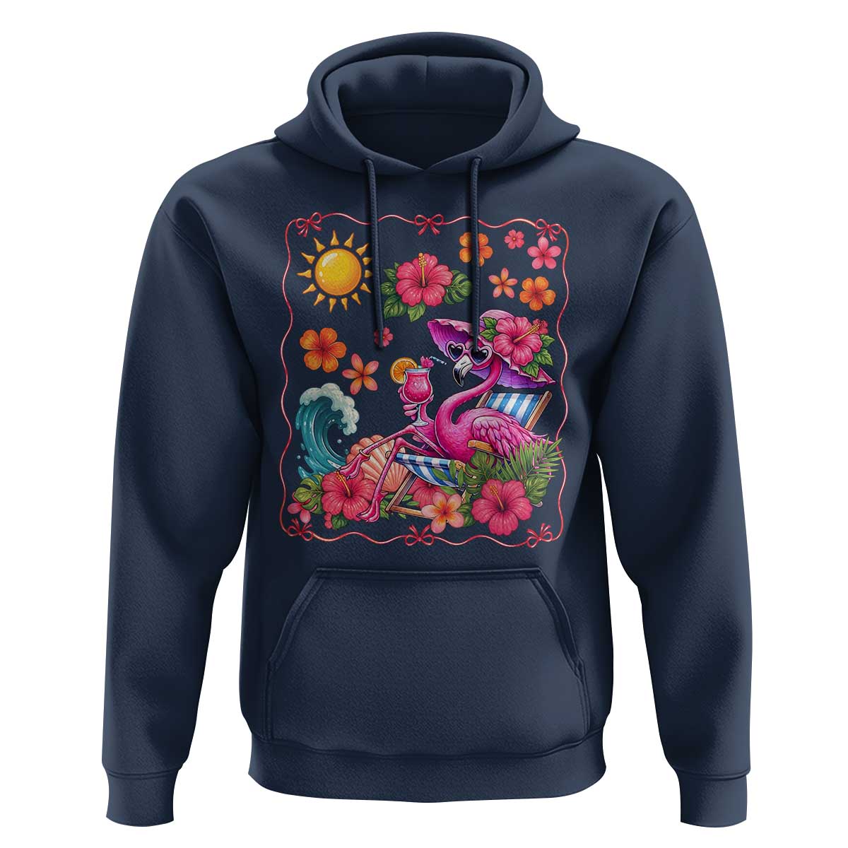 Funny Flamingo Tropical Floral Summer Vacation Graphic Hoodie