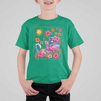 Funny Flamingo Tropical Floral Summer Vacation Graphic T Shirt For Kid