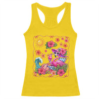 Funny Flamingo Tropical Floral Summer Vacation Graphic Racerback Tank Top