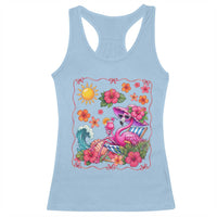 Funny Flamingo Tropical Floral Summer Vacation Graphic Racerback Tank Top