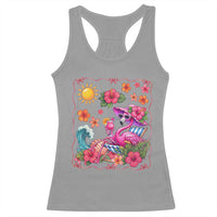 Funny Flamingo Tropical Floral Summer Vacation Graphic Racerback Tank Top