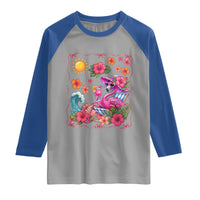 Funny Flamingo Tropical Floral Summer Vacation Graphic Raglan Shirt