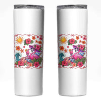 Funny Flamingo Tropical Floral Summer Vacation Graphic Skinny Tumbler