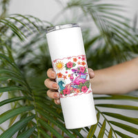 Funny Flamingo Tropical Floral Summer Vacation Graphic Skinny Tumbler