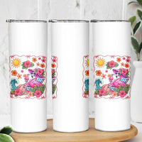 Funny Flamingo Tropical Floral Summer Vacation Graphic Skinny Tumbler
