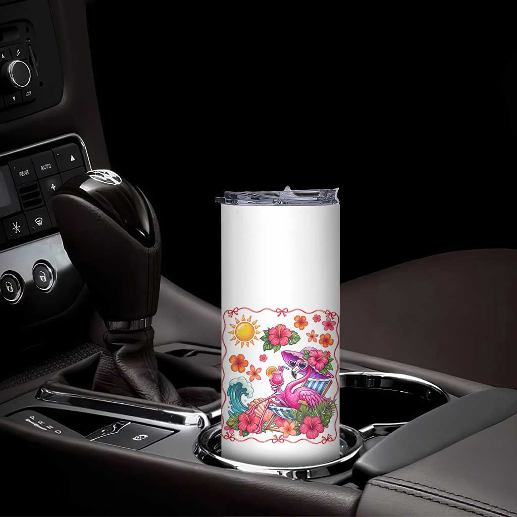 Funny Flamingo Tropical Floral Summer Vacation Graphic Skinny Tumbler