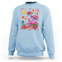 Funny Flamingo Tropical Floral Summer Vacation Graphic Sweatshirt