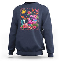 Funny Flamingo Tropical Floral Summer Vacation Graphic Sweatshirt