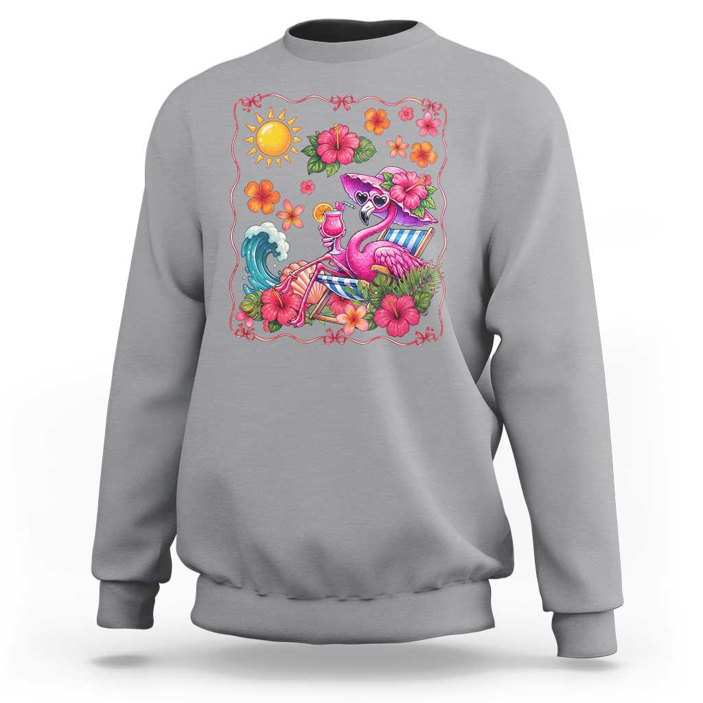 Funny Flamingo Tropical Floral Summer Vacation Graphic Sweatshirt