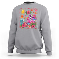 Funny Flamingo Tropical Floral Summer Vacation Graphic Sweatshirt
