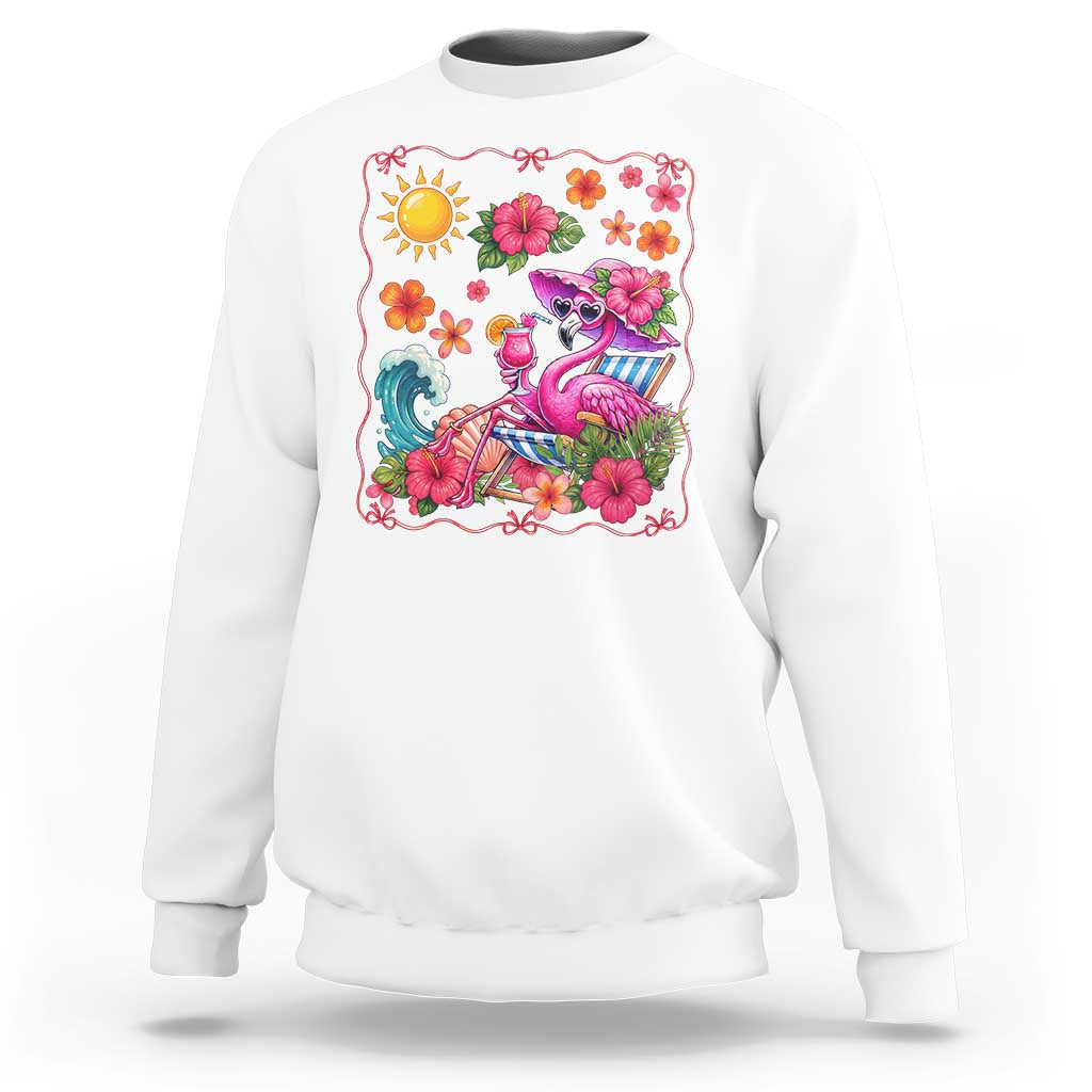Funny Flamingo Tropical Floral Summer Vacation Graphic Sweatshirt