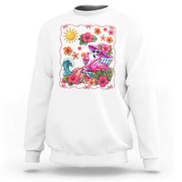 Funny Flamingo Tropical Floral Summer Vacation Graphic Sweatshirt