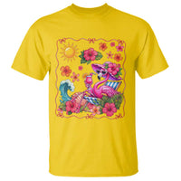 Funny Flamingo Tropical Floral Summer Vacation Graphic T Shirt