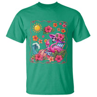 Funny Flamingo Tropical Floral Summer Vacation Graphic T Shirt