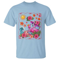 Funny Flamingo Tropical Floral Summer Vacation Graphic T Shirt