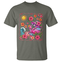 Funny Flamingo Tropical Floral Summer Vacation Graphic T Shirt