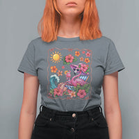 Funny Flamingo Tropical Floral Summer Vacation Graphic T Shirt For Women