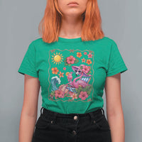 Funny Flamingo Tropical Floral Summer Vacation Graphic T Shirt For Women