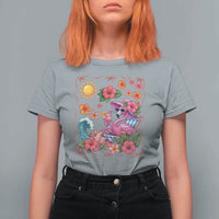 Funny Flamingo Tropical Floral Summer Vacation Graphic T Shirt For Women