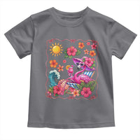 Funny Flamingo Tropical Floral Summer Vacation Graphic Toddler T Shirt
