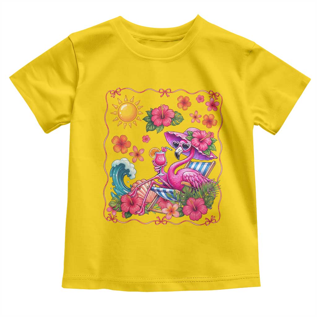 Funny Flamingo Tropical Floral Summer Vacation Graphic Toddler T Shirt