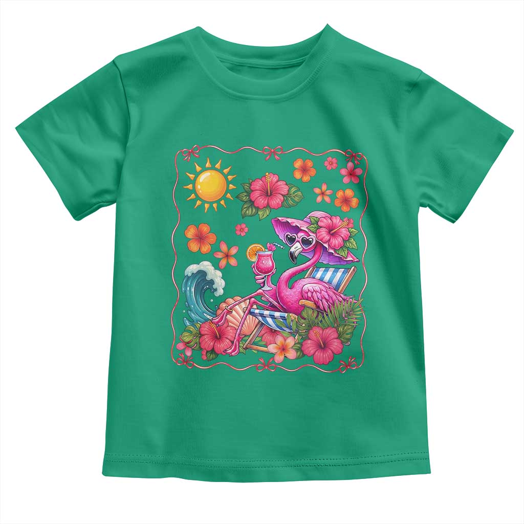 Funny Flamingo Tropical Floral Summer Vacation Graphic Toddler T Shirt