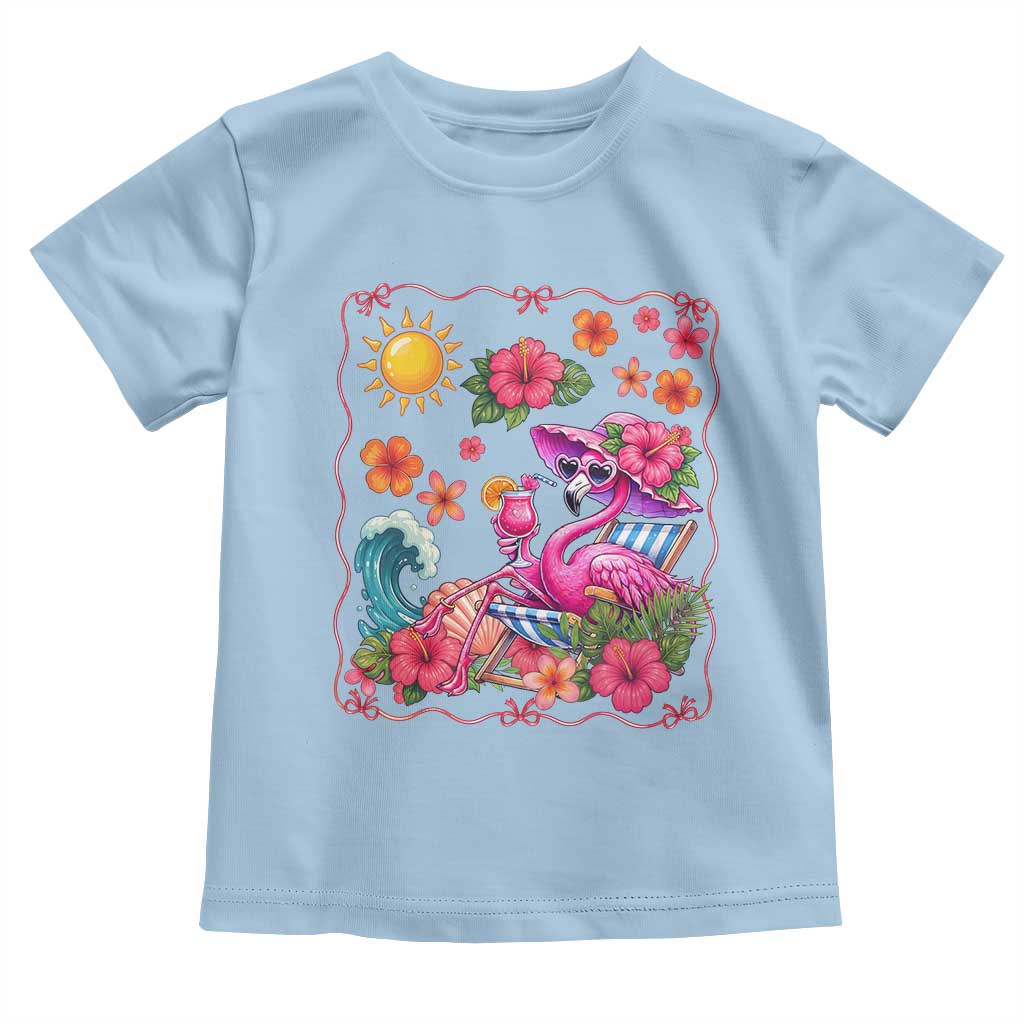 Funny Flamingo Tropical Floral Summer Vacation Graphic Toddler T Shirt