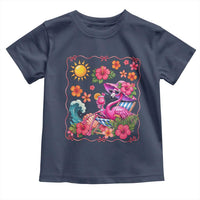 Funny Flamingo Tropical Floral Summer Vacation Graphic Toddler T Shirt