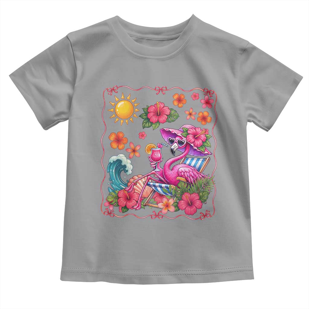 Funny Flamingo Tropical Floral Summer Vacation Graphic Toddler T Shirt