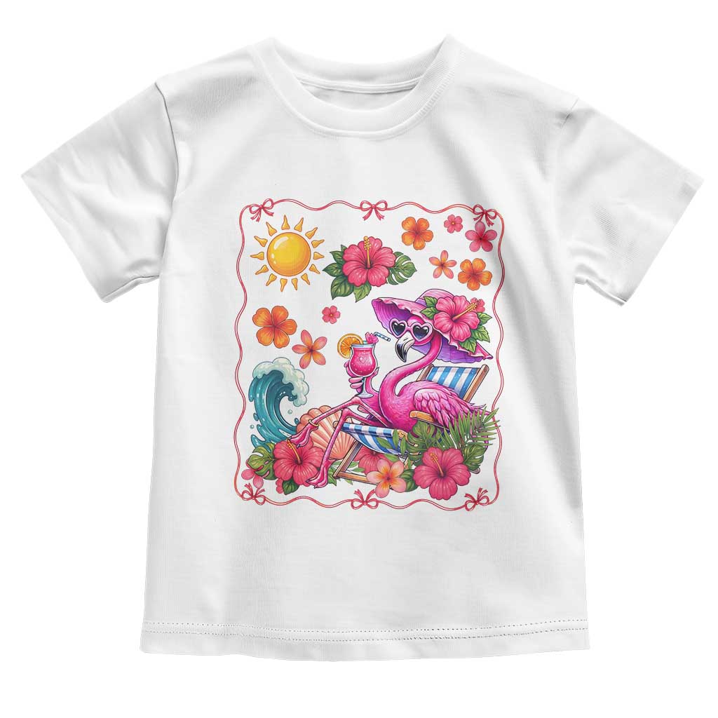 Funny Flamingo Tropical Floral Summer Vacation Graphic Toddler T Shirt