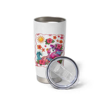 Funny Flamingo Tropical Floral Summer Vacation Graphic Tumbler Cup