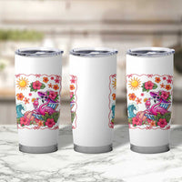 Funny Flamingo Tropical Floral Summer Vacation Graphic Tumbler Cup