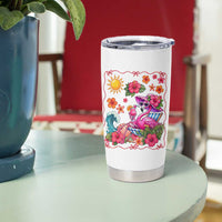 Funny Flamingo Tropical Floral Summer Vacation Graphic Tumbler Cup