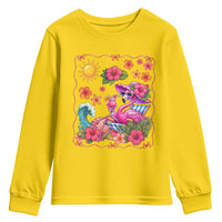 Funny Flamingo Tropical Floral Summer Vacation Graphic Youth Sweatshirt