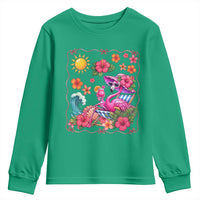 Funny Flamingo Tropical Floral Summer Vacation Graphic Youth Sweatshirt