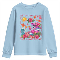 Funny Flamingo Tropical Floral Summer Vacation Graphic Youth Sweatshirt