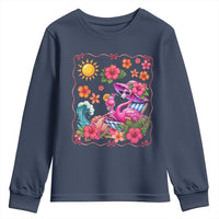 Funny Flamingo Tropical Floral Summer Vacation Graphic Youth Sweatshirt