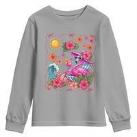 Funny Flamingo Tropical Floral Summer Vacation Graphic Youth Sweatshirt
