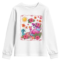 Funny Flamingo Tropical Floral Summer Vacation Graphic Youth Sweatshirt