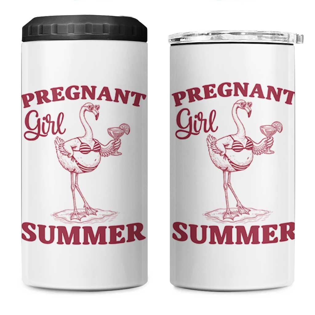 Flamingo Pregnancy Announcement 4 in 1 Can Cooler Tumbler Summer Beach Mom To Be Gift