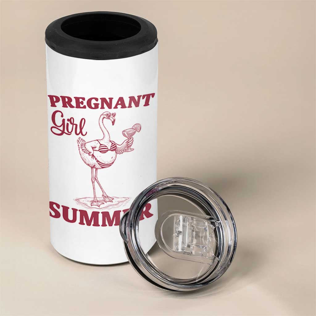 Flamingo Pregnancy Announcement 4 in 1 Can Cooler Tumbler Summer Beach Mom To Be Gift